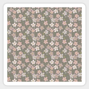 Blush pink flowers on green background Sticker